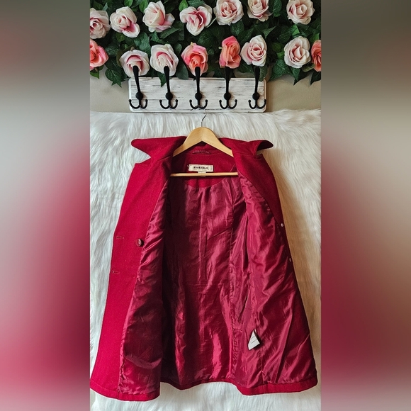 Hydraulic Vintage Cut Ruby Wool Pea Coat - Picture 5 of 10